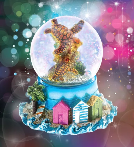 Vista 5 de CoTa Global Cool Summer Sea Turtle Snow Globe - Figura de globo de agua con purpurina brillante, adorno coleccionable para decoración del hogar