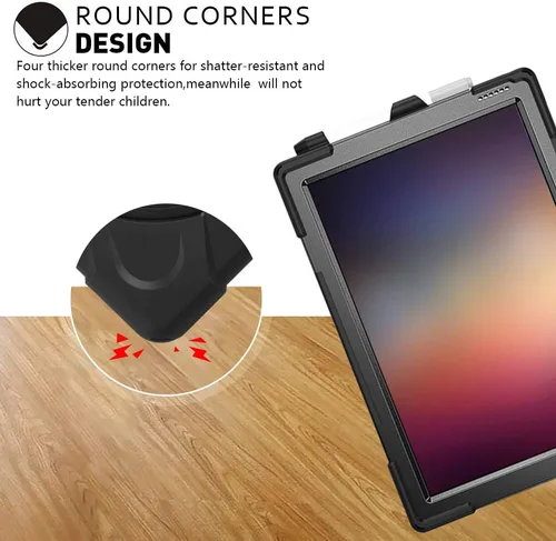 Vista 4 de ZenRich Funda para Surface Pro 7 Plus/7/6/5/4/LTE con soporte para lápices, soporte giratorio 360°, correa de mano y cinturón de hombro, resistente