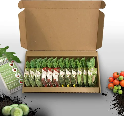 Vista 9 de Kit de vainas de semillas VegTrug - Parche de vegetales, semillas no transgénicas con vainas de semillas completamente biodegradables, contiene