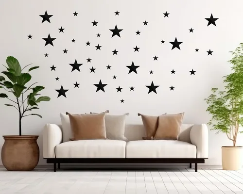 Vista 5 de Shappy 32 calcomanías de pared de espejo de estrella para dormitorio, sala de estar, decoración de bricolaje, espejo acrílico extraíble, calcomanías