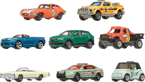 Vista 4 de Matchbox Juego de 8 autos o camiones de juguete fundidos a presión a escala 1:64, paquete múltiple temático de 8 vehículos, incluyendo 1 exclusivo