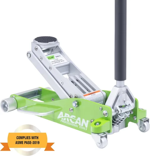 Vista 8 de ARCAN Gato de piso de aluminio de elevación rápida de 3 toneladas con pistones de bomba dual, brazo de elevación reforzado, mango de montaje