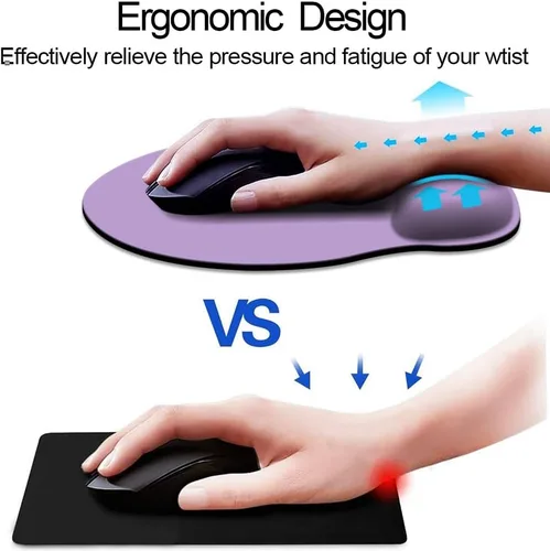 Vista 2 de DOOKE Alfombrilla ergonómica para mouse con soporte de muñeca, bonita almohadilla de muñeca con base de goma antideslizante para computadora