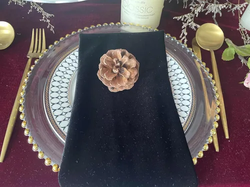 Vista 2 de Servilletas de terciopelo, 20 x 20 pulgadas, servilletas de cena suaves, servilletas de boda, servilletas de mesa adecuadas para bodas, fiestas