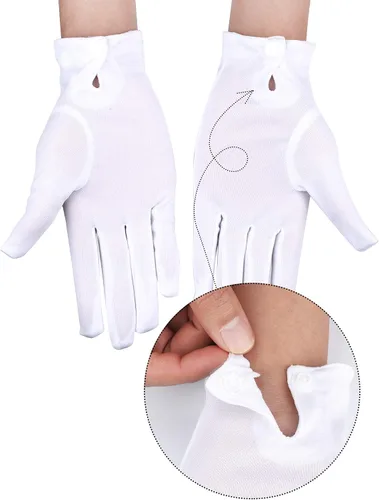 Vista 5 de SATINIOR 12 pares de guantes uniformes blancos y negros para hombres y mujeres, guantes de disfraz de desfile para policía, funeral, guardia formal