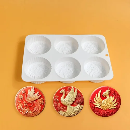 Vista 8 de Molde de silicona redondo para pastel de mousse de fénix, moldes reutilizables para tartas de queso, chocolate, pudín, gelatina, dulces, helado