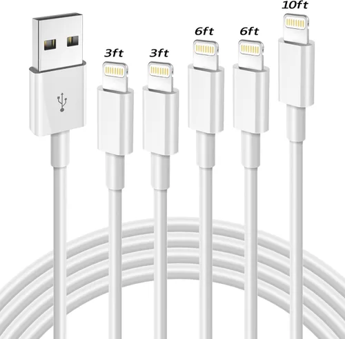 Vista 8 de OCEEK Cargador para iPhone (paquete de 3 cables USB A a Lightning de 6 pies), certificado MFi Cables de carga rápida Apple Charger compatible