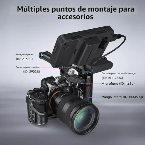 Vista 5 de SmallRig Kit de jaula con abrazadera de cable para Sony Alpha 7R V/Alpha 7 IV/Alpha 7S III, jaula de cámara con múltiples puntos de montaje