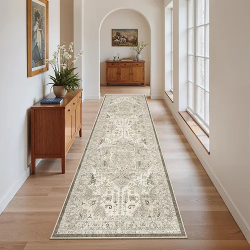 Vista 68 de Madane Alfombra lavable de 2 x 3 pies, alfombra de entrada pequeña, antideslizante, vintage, para entrada interior, alfombra de pelo bajo