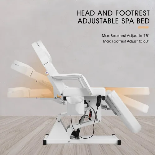 Vista 7 de Cama facial Artist hand para esteticista, mesa de masaje, cama de belleza médica con ajustes eléctricos de 3 motores, procedimiento de tatuaje Blanco