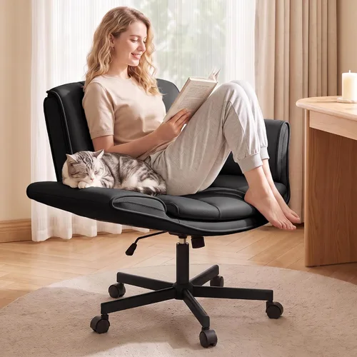 Vista 10 de Silla de oficina Criss Cross, reposabrazos y ruedas ajustables Negro