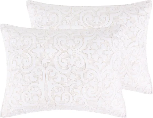 Vista 5 de Levtex Home - Sherbourne Black Stitch - Funda acolchada estándar - Medallón acolchado blanco con puntada negra - Algodón/Poliéster Puntada negra