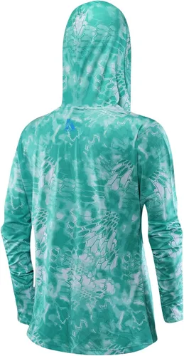Vista 2 de KOOFIN GEAR Performance Fishing Sudadera con capucha de manga larga para mujer, de secado rápido, UPF50