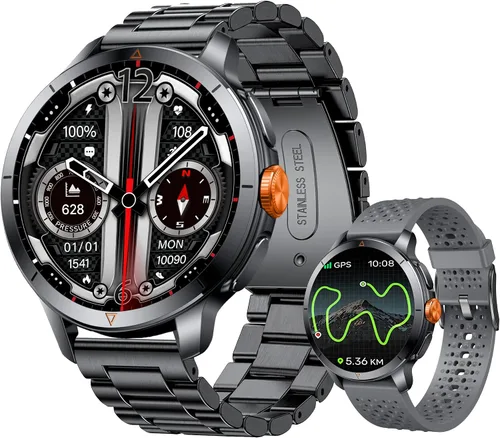 Vista 11 de Reloj Inteligente Resistente, 1.6" AMOLED GPS, 5ATM Impermeable - Negro