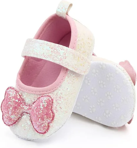Vista 5 de Mary Jane - Vestido de boda de princesa para bebé, zapatos planos para niñas pequeñas, suela suave, zapatos ligeros y brillantes