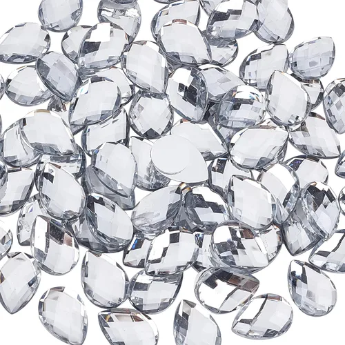 Vista 11 de FINGERINSPIRE 30 diamantes de imitación acrílicos redondos con parte trasera plana de 1.181 in con contenedor, gemas circulares de cristal Ab