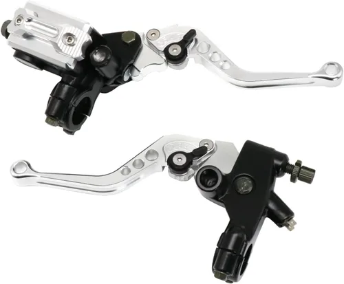 Vista 6 de Motocicleta 7/8 "0.866 in Manillar Freno Cilindro Maestro Palanca de Embrague CNC Izquierda y Derecha Juego Universal Compatible con Honda Kawasaki