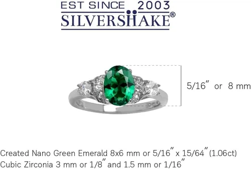 Vista 2 de Silvershake Anillo de plata de ley 925 chapada en oro blanco con piedras preciosas auténticas, para mano derecha o para vestir