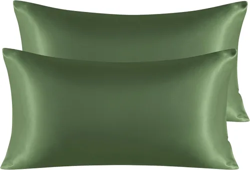 Vista 70 de NTBAY Paquete de 2 fundas de almohada estándar de satén para cabello y piel, lujosas y sedosas fundas de almohada con cierre de sobre, 20 x 26