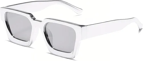 Vista 127 de AIEYEZO Gafas de sol cuadradas para mujeres y hombres, gafas de sol cuadradas con montura gruesa, estilo de diseñador simple