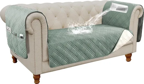 Vista 8 de H.VERSAILTEX Funda 100% impermeable para sillón con funda para reposabrazos extra larga, funda protectora tradicional de muebles Chesterfield
