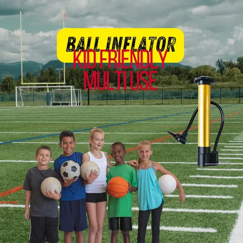 Vista 6 de Inflador de bolas con agujas humedecidas. Fácil de operar y apto para niños. Baloncesto, fútbol, fútbol y mucho más. Funda metálica duradera.