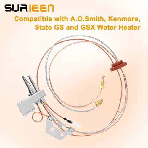 Vista 4 de Conjunto piloto de gas natural 9003542, conjunto piloto 9003542, compatible con calentador de agua a gas natural A.O.Smith, Kenmore, State GS y GSX