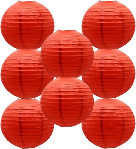 Vista 33 de Linternas de papel doradas chinas, japonesas, colgantes, redondas, para decoración de fiesta de Año Nuevo y Año Nuevo Lunar (12 unidades)