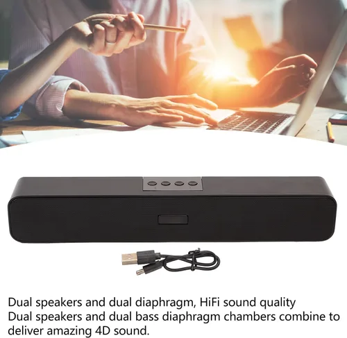 Vista 3 de ASHATA Barra de sonido para PC, con cable y altavoz de computadora, barra de sonido estéreo de cine en casa, tarjeta de memoria de disco U