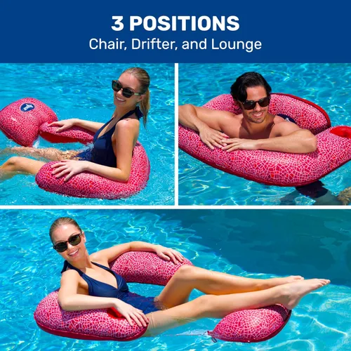 Vista 4 de Aqua Mosaic - Flotador de piscina 3 en 1 – Silla flotante inflable para adultos con palanca de ajuste de longitud – Uso como salón, silla