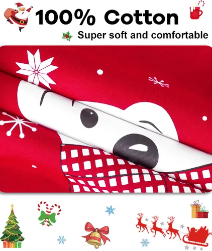 Vista 5 de DAUGHTER QUEEN Pijamas de Navidad para niños y niñas de 18 meses-12 años, ropa de dormir 100% algodón