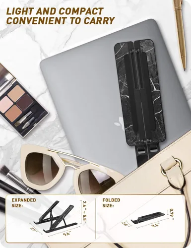 Vista 5 de i-Blason Cosmo - Soporte elevador ajustable de aleación de aluminio para laptop con soporte multiángulo compatible con MacBook Pro/MacBook Air, Negro