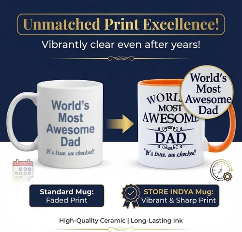 Vista 3 de STORE INDYA Taza de cerámica con diseño impreso para papá más impresionante del mundo – Taza de té y café – Para padre