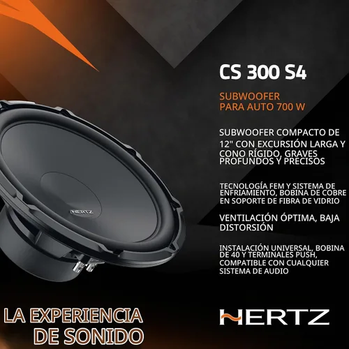 Vista 4 de HERTZ Cento Series CS-300-S4 Subwoofer SVC RMS de 4 ohmios de 12" (300 mm) 350 vatios