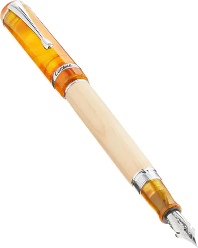 Vista 26 de Conklin Duragraph - Pluma estilográfica ámbar, punta media de oro macizo de 14 quilates, elegante herramienta de escritura con acabado ámbar cálido