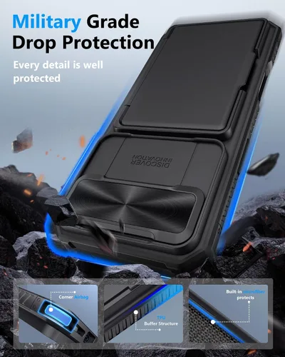 Vista 5 de ATATOO Funda Cartera para iPhone Air, Portador de Tarjetas Integrado (3-5 Tarjetas) [Bloqueo RFID] y Cubierta Deslizante para Cámara, Protección