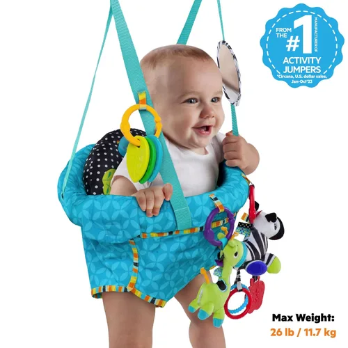 Vista 2 de Mecedora de puerta para bebé Bright Starts Bounce 'n Spring, de lujo, color azul