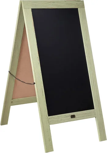 Vista 19 de Cartel en forma de A de pizarra por HBCY Creations: Letrero de madera maciza de 20x30 en forma de A, pizarra rústica marrón de doble cara con 1