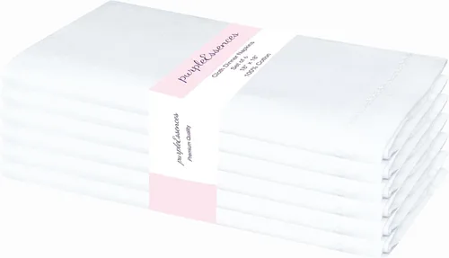 Vista 24 de PurpleEssences Juego de 6 servilletas de tela de vainica, 100% algodón, suaves, duraderas, lavables, ideales para bodas, Navidad, vacaciones