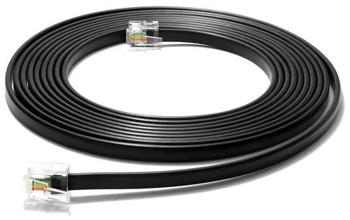 Vista 11 de Cable telefónico RJ11 de 1 pie – Cable de teléfono fijo de 4 cables de grado profesional, 100% cobre, chaqueta de PVC resistente, contactos dorados