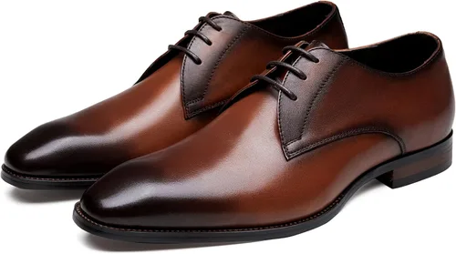 Vista 6 de Jousen Zapatos de vestir para hombre, zapatos de cuero formales Oxford Derby, zapatos de vestir retro Brogue Wingtip para hombres