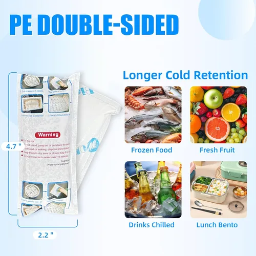 Vista 6 de WORLD-BIO Paquetes de hielo que envían hielo seco para envío de alimentos congelados, hojas flexibles de hielo frío para enfriadores, paquetes