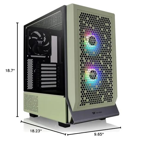 Vista 11 de Thermaltake Ceres 300 Matcha Green Mid Tower E-ATX carcasa para computadora con panel lateral de vidrio templado; 2 ventiladores CT140 ARGB