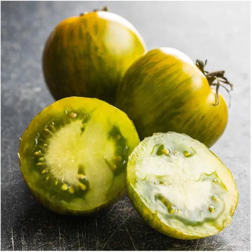 Vista 3 de Everwilde Farms - Semillas de tomate de cebra verde orgánica de 1 onza - Paquete Gold Vault