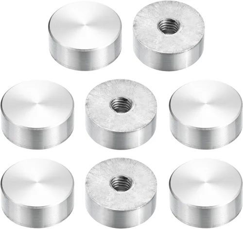 Vista 55 de uxcell M6 Rosca 0.787 in de diámetro de forma redonda de aluminio disco hardware 1pcs, aluminio círculo disco vidrio adaptador superior para mesa