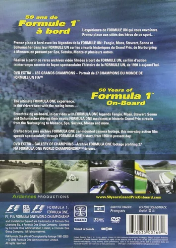 Vista 2 de 50 years of Formula 1 50 Ans De Formule 1 On-Board A Bord EngFre Narration By Stirling Moss Jackie Stewart Mario Andretti