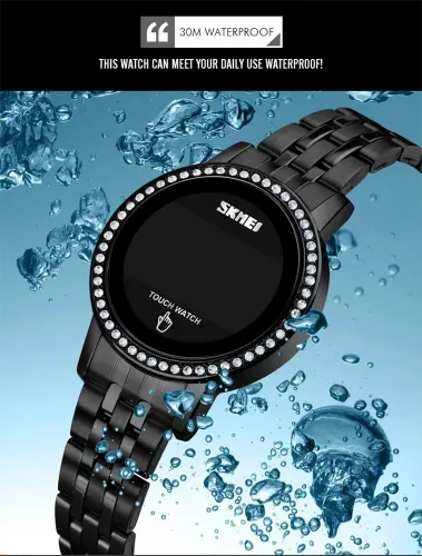 Vista 3 de GOSASA Reloj electrónico de lujo para mujer, con pantalla táctil LED, relojes digitales para damas, cuarto de galón, impermeable, elegante