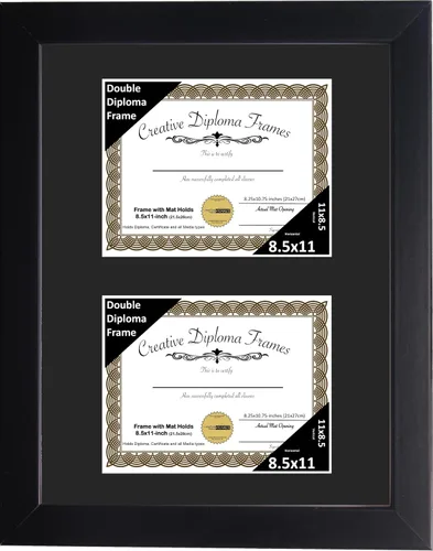 Vista 24 de Creative Picture Frames Marco de diploma doble clásico negro de 6 x 8 pulgadas con vidrio negro y colgador de pared instalado