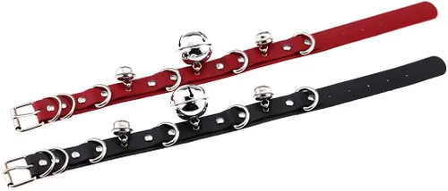 Vista 9 de FM FM42 Multicolor PU Simulated Leather Black-tone Silver-tone 4cm Large Bell Rivets Neckband Choker Necklace