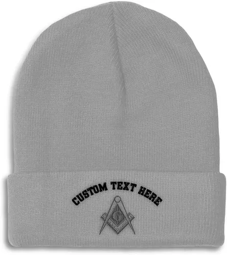 Vista 8 de Speedy Pros Gorros para hombres Mason Gray Thread Bordado Construcción Sombreros de invierno para mujeres Gorra de cráneo acrílico 1 tamaño Solo